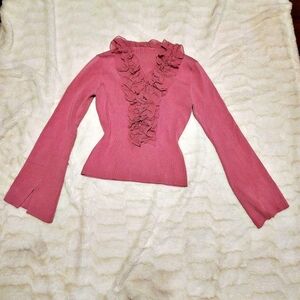 Pink Ruffle Neck Blouse